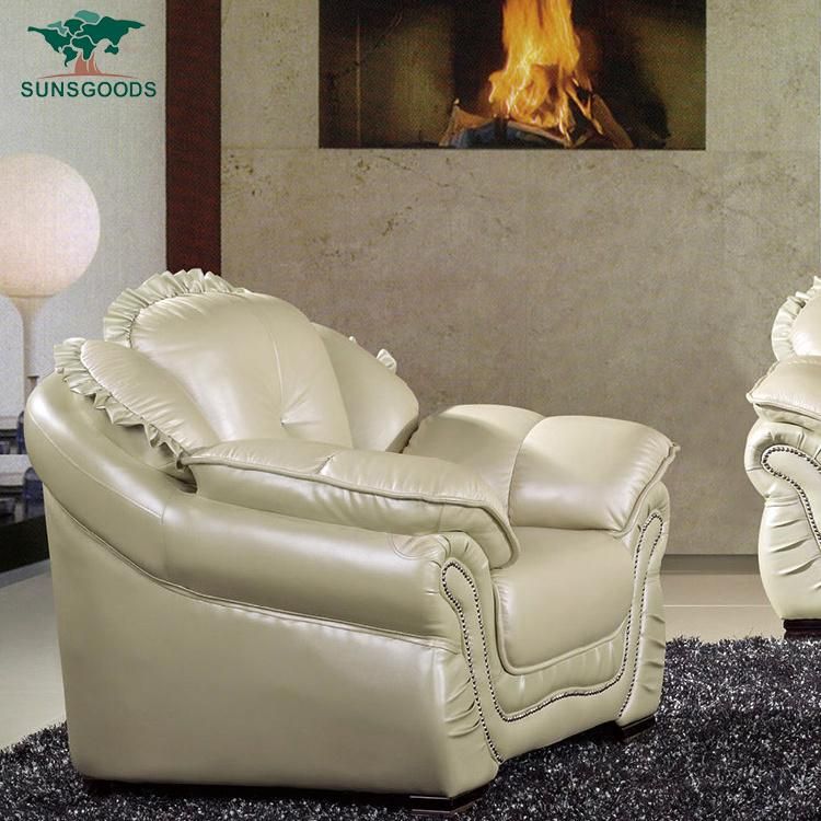New Design Genuine Leather Classic Sofa Set for Sale