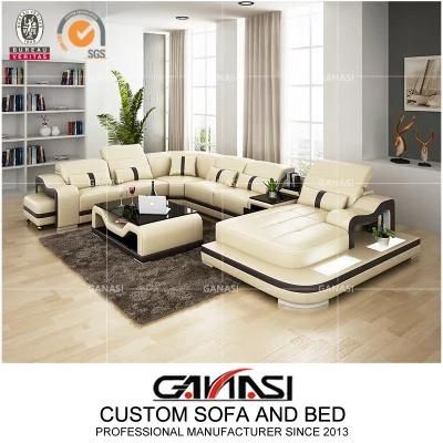 Living Room Furniture Genuine Leather Sofa with LED Light