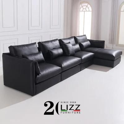 European Modern Living Room Sectional Corner Leather Sofa