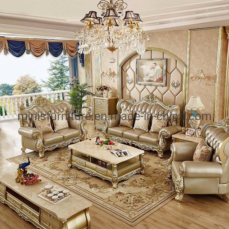 (MN-CSF17) Hotel Lounge/ Home Living Room Wooden Furniture Leather Sofa