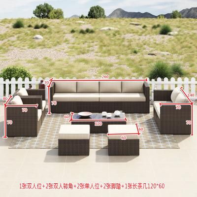 Outdoor Sofa Courtyard Garden Outdoor Rattan Table and Chair