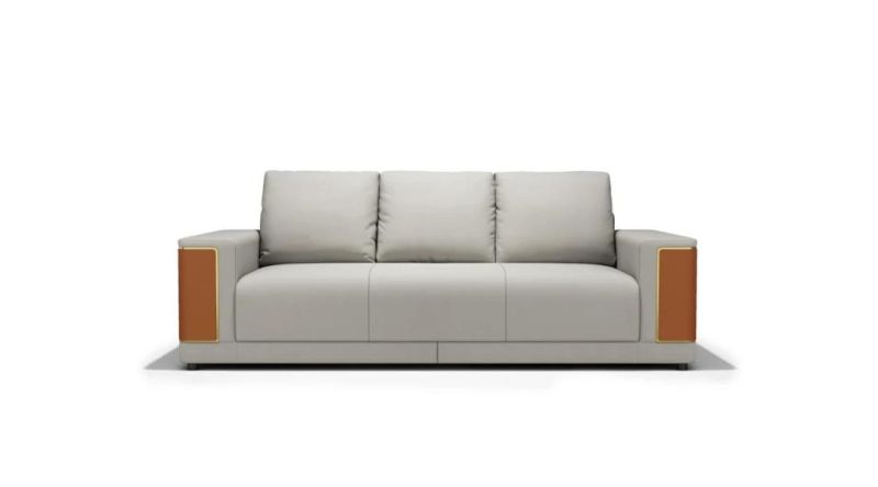 Italian Modern High Quality Stainless Steel Fabric Genuine Leather Living Room Sofa Ls02