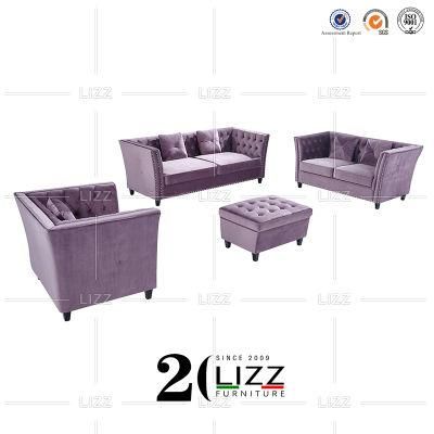 Dubai Sofa Furniture Velvet /Linen Fabric Home Leisure Sofa Set