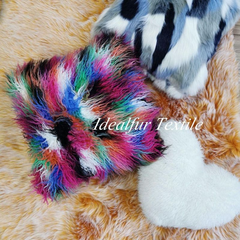 Folk-Custom Mongolian for Sofa Wholesale Long Pile Fake Fur Pillow Cover