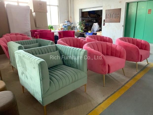 European Style Elegant Upholstery Grey Fabric Sofa Sectional Cafe Couch Furniture Set