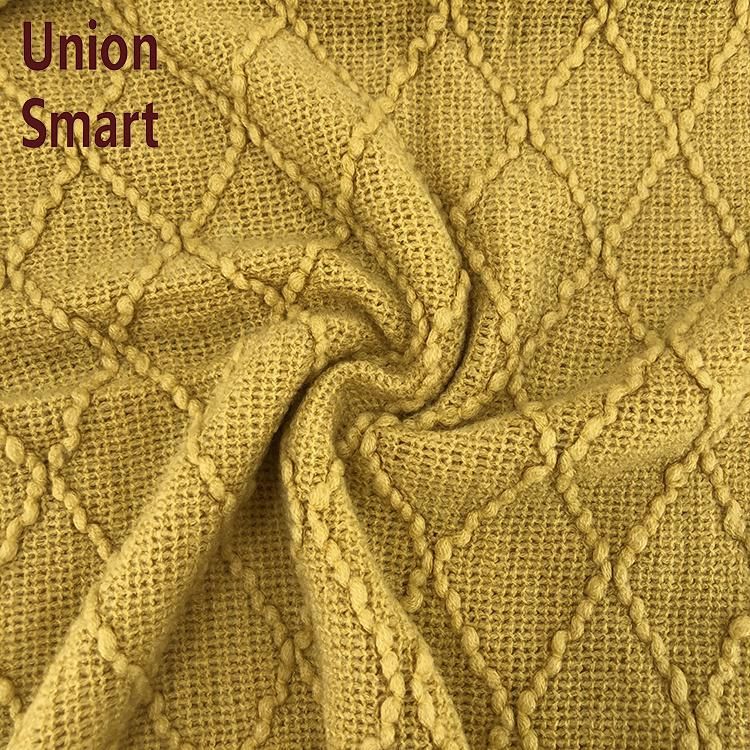 Yellow Blanket Textured Solid Soft Sofa Couch Decorative Knitted Blanket