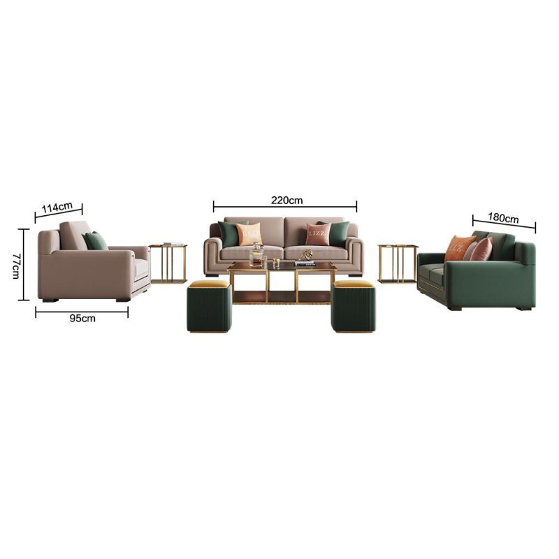 Luxury Design Home Living Room Furniture Sectional Brown Fabric Sofa with Wholesale Price