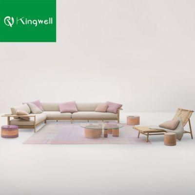 Modern China Garden Furniture Outdoor Teak Wood Patio Corner Sofa Set Luxury Look