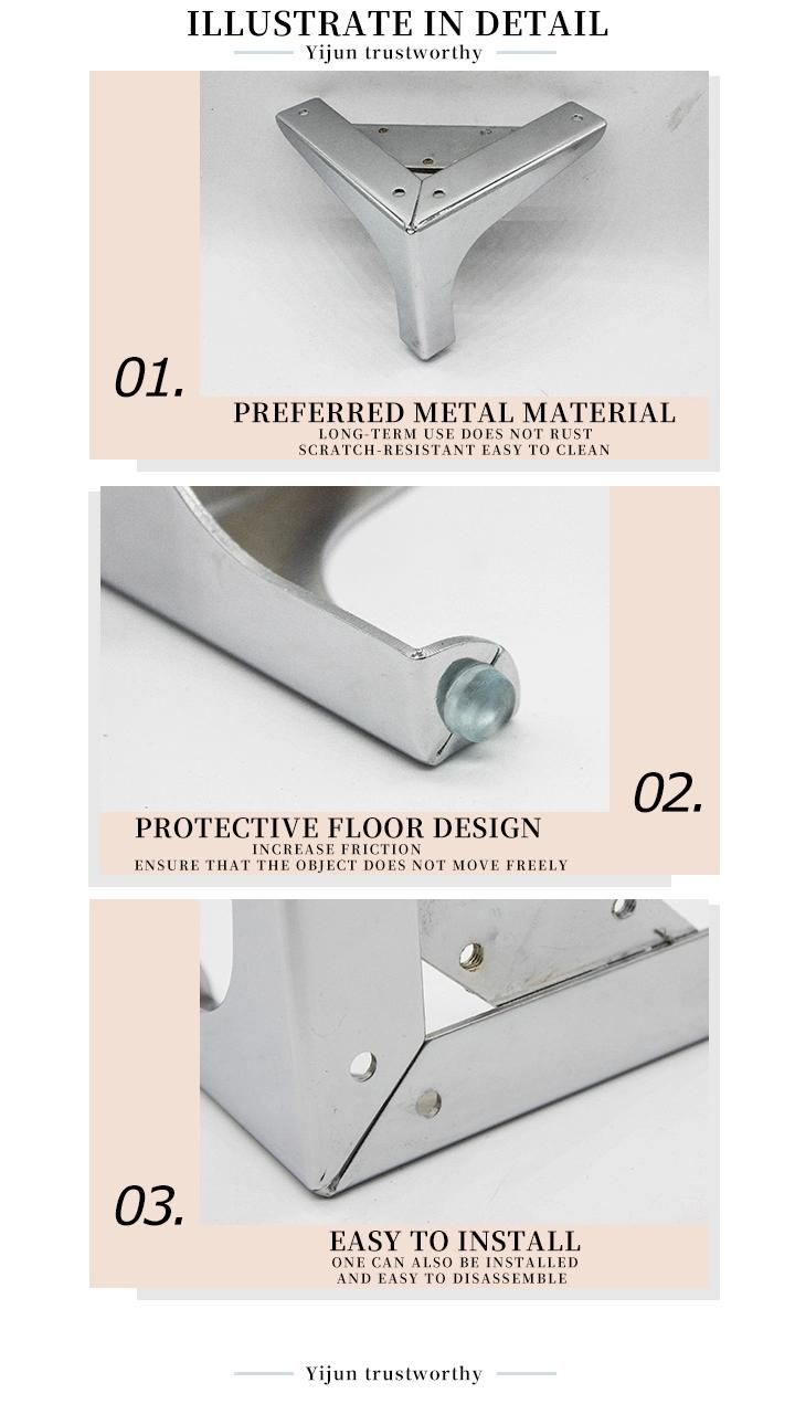 Popular Furniture Hardware Wood Grain and Chrome Decorative Metal Sofa Leg