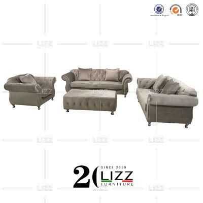 Luxury Chesterfield Sectional Fabric Sofa Living Room Furniture Leisure Velvet Long Couches