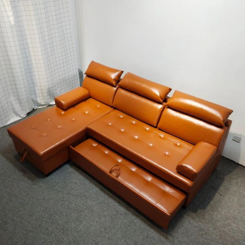 European Style Leather Sofabed Functional Sofa Set Storage Sofa Set