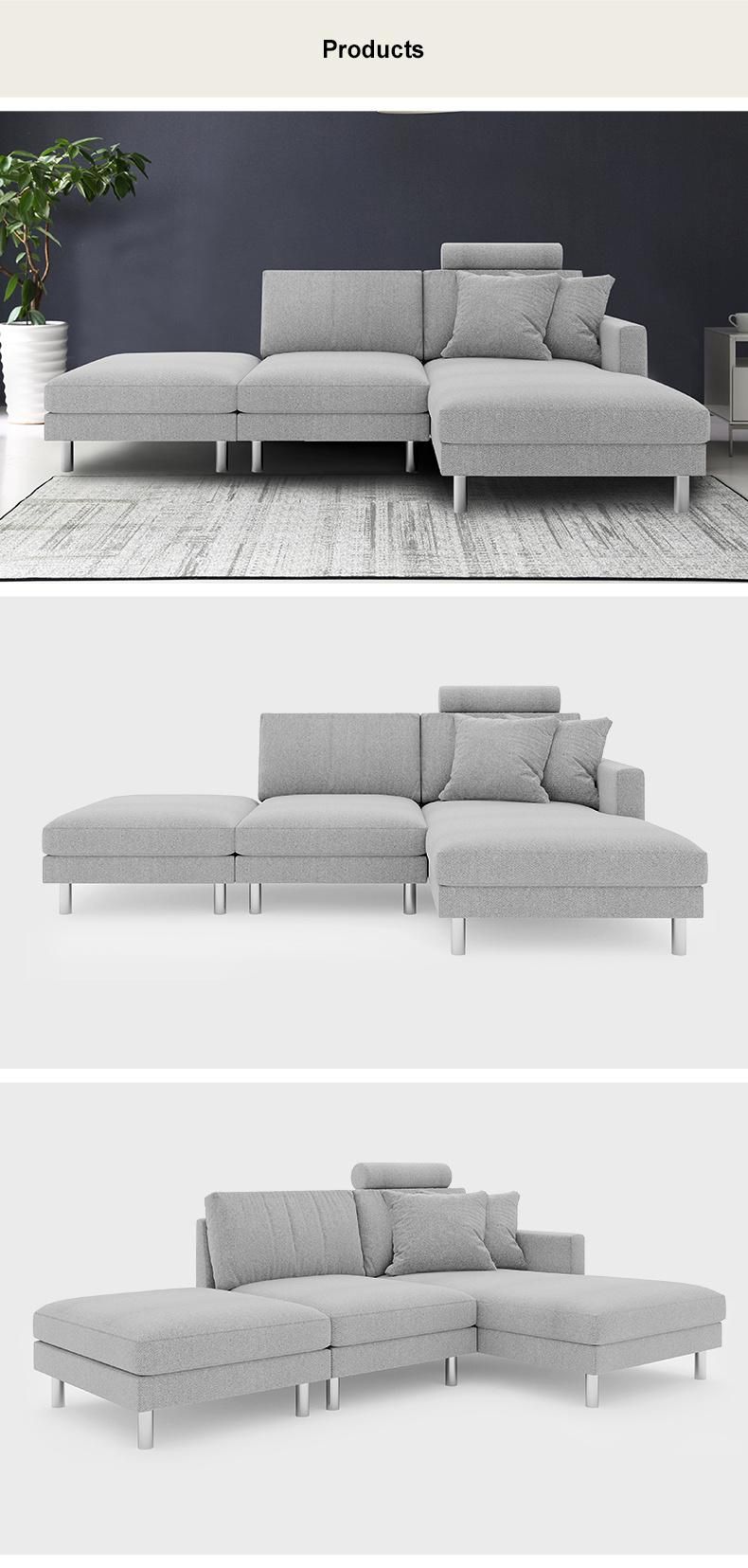 Metal Wood Home Furniture Recliner Sets L Shape Sofa