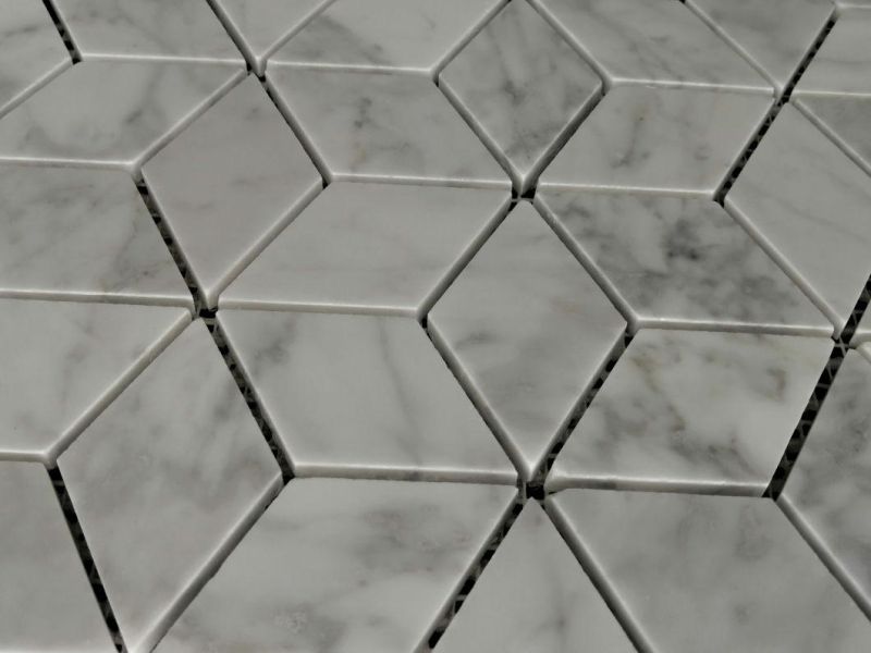 Carrara White Hexagonal, Natural Stone + Diamond Crystal Mosaic TV, Kitchen, Sofa, Hotel Lobby Floor Tile, Metope Ceramic Tile