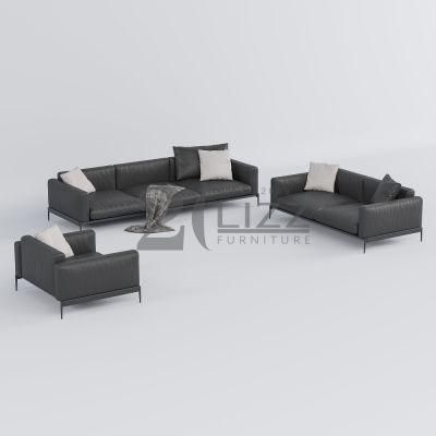 Chinese Modern Design Living Room Home Office Hotel Furniture Luxury Genuine Leather 2 Seater Sofa