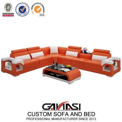 Imported Orange Color Leather Made Fancy Home Sofa Set
