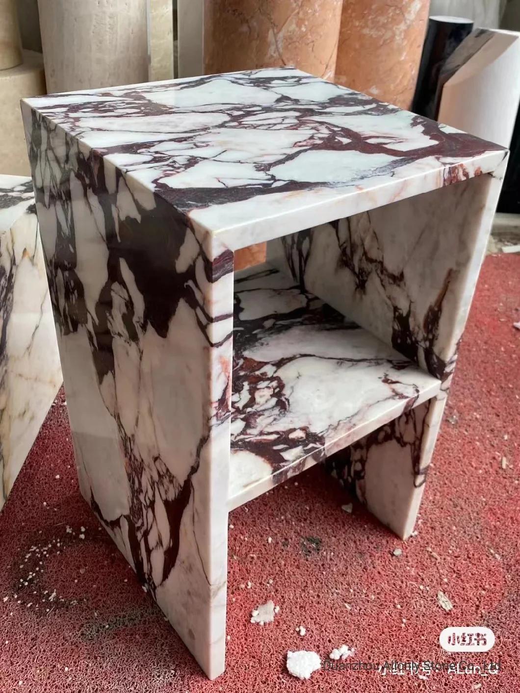 Arabescato White Marble Coffee Table and Side Table for Lobby Furniture Design