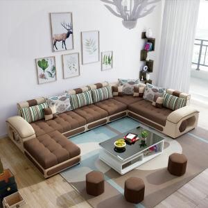 Brown Color U Shape Home Furniture Modern Fabric Sofa (S889)