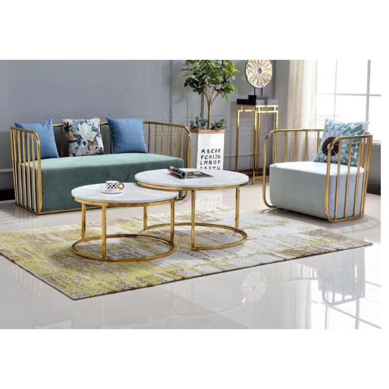 Home Hotel Lobby Furniture Velvet Sofa with Metal Steel Frame