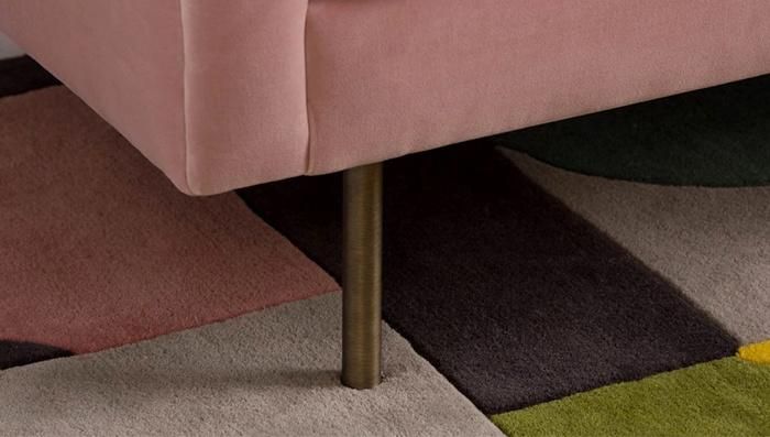 Golden Legs Living Room Furniture Light Pink Fabric Velvet Sofa