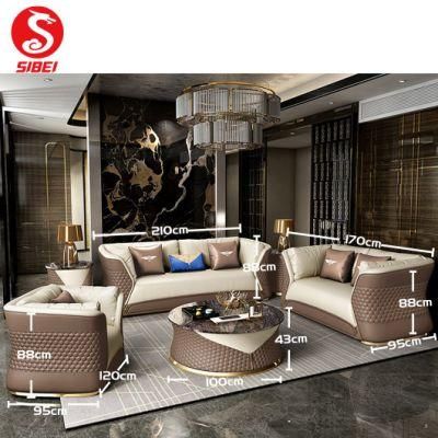 European Style Luxury Sofas Classic Leather Couch Living Room Sofa Set Furniture