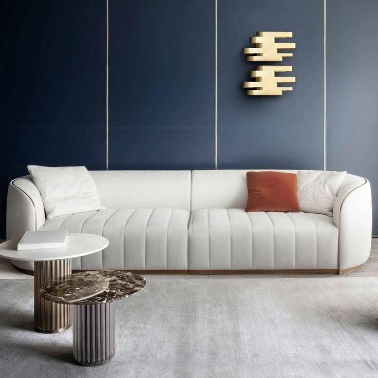White High Quality Premium Luxury Sofa Home Living Room Furniture 2 Seater Sofa Set Italian Modern Leather Sofa Furniture