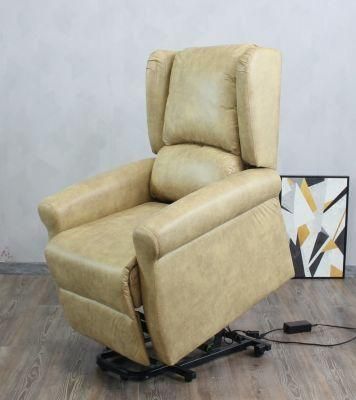Home Furniture Golden Color Comfortable Durable Fabric Sofa Electric Power Lift Elder Recliner Sofa High Quality Hot Selling Living Room Sofa