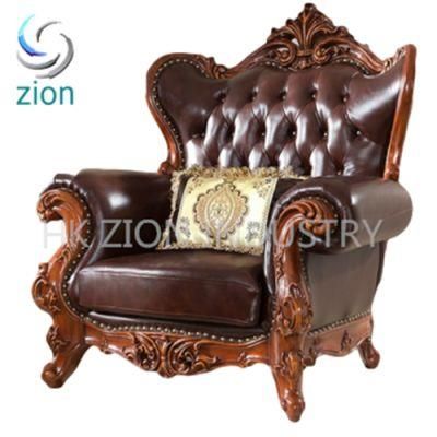 Traditional and Classical European Style Chesterfield Living Room Sofa Home Furniture Living Room Use Brown Genuine Leather Sofa Sectionals