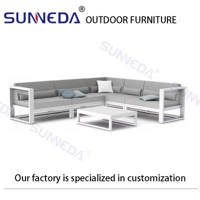 Rust-Proof Aluminum Frame Outdoor Luxury Furniture Garden 5 Pieces Modern Sectional Sofa