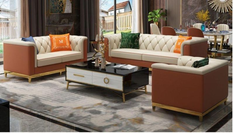 Modern Europe Living Room Sofa Italy Style Leather 1+2+3 Sofa Set