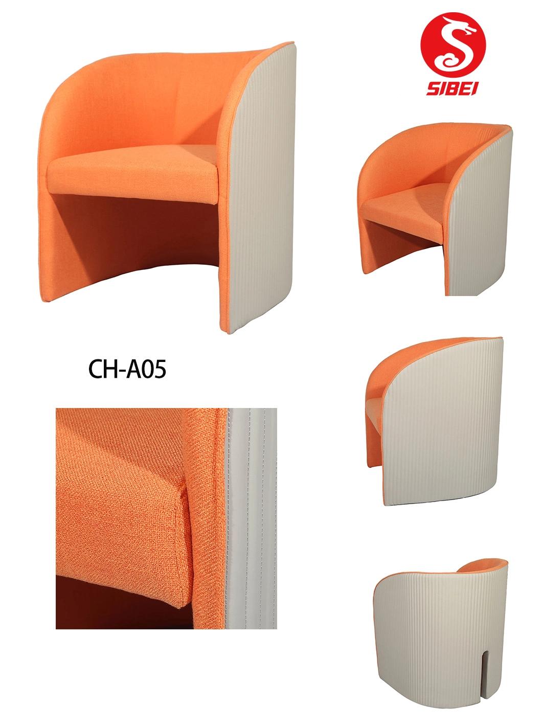 Modern Designer Hotel Furniture Living Room European Style Orange Leisure Fabric Sofa
