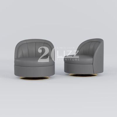Foshan Factory Wholesale Contemporary Living Room European Genuine Leather Leisure Grey Sofa Chair
