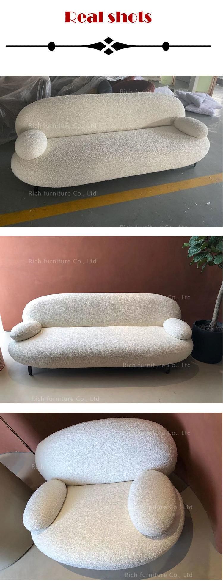 Modern Fabric Sofa Lambskin Teddy Fabric Couch White Sherpa Sofa