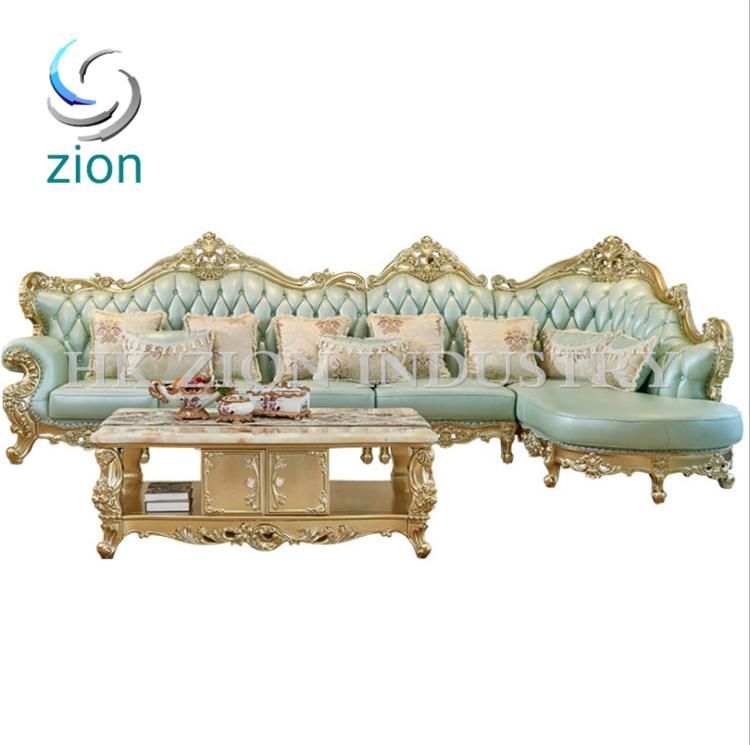 High Quality Modern Royal Palace Furniture European Style Home Furniture Living Room Sofa Sectional Sofa Living Room Furniture Gold Frame Sofa