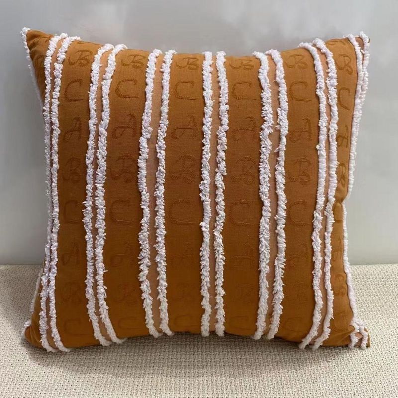 Decor Boho Clipped Jacquard Pillow Cushion for House Warming Striped Jacquard Pillow Case for Bedroom