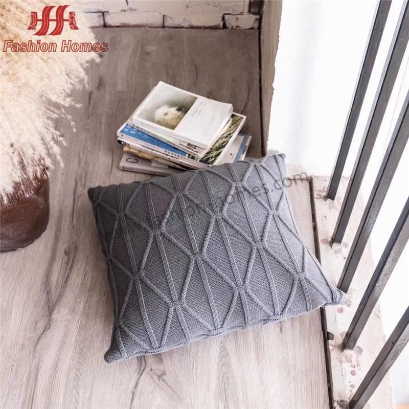 Diamond Pattern Knitted Cushion Cover and Sham for Sofa