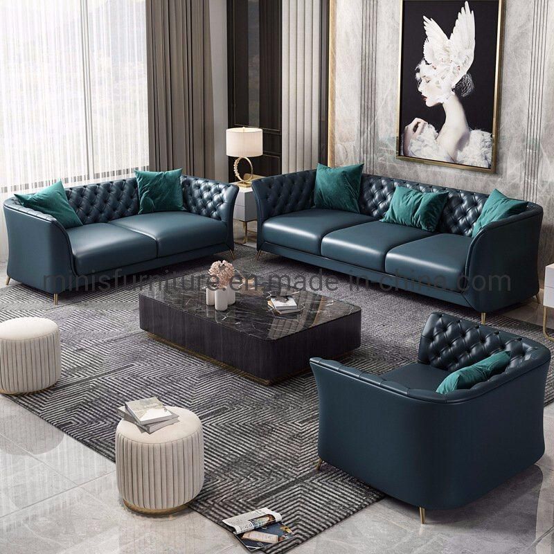 (MN-SF73) Chinese Furniture Genuine Leather Classic Design Home Living Room Sofa