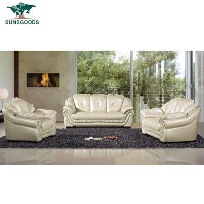 Chinese Manufacturer Wholesale Wooden Furniture Genuine Leather Curved Sofa Set