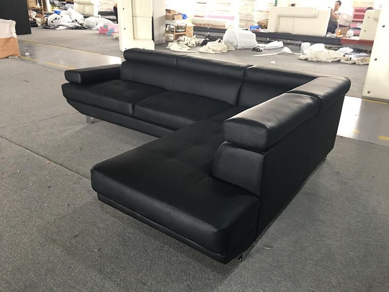 Modern PU Sectional Sofa with Ajustable Headrest and Arm for Living Room Furniture