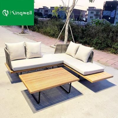 Hot Sale Leisure Teak Hotel Restaurant Garden Furniture Rope Sofa for Outdoor