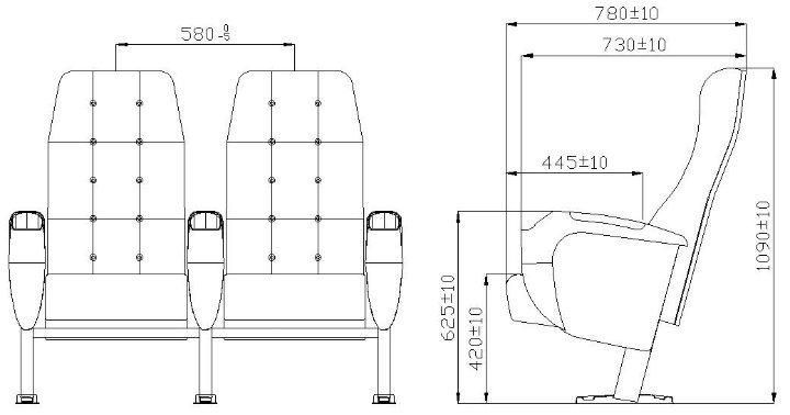 VIP Push Back Leather Luxury Theater Cinema Auditorium Movie Sofa