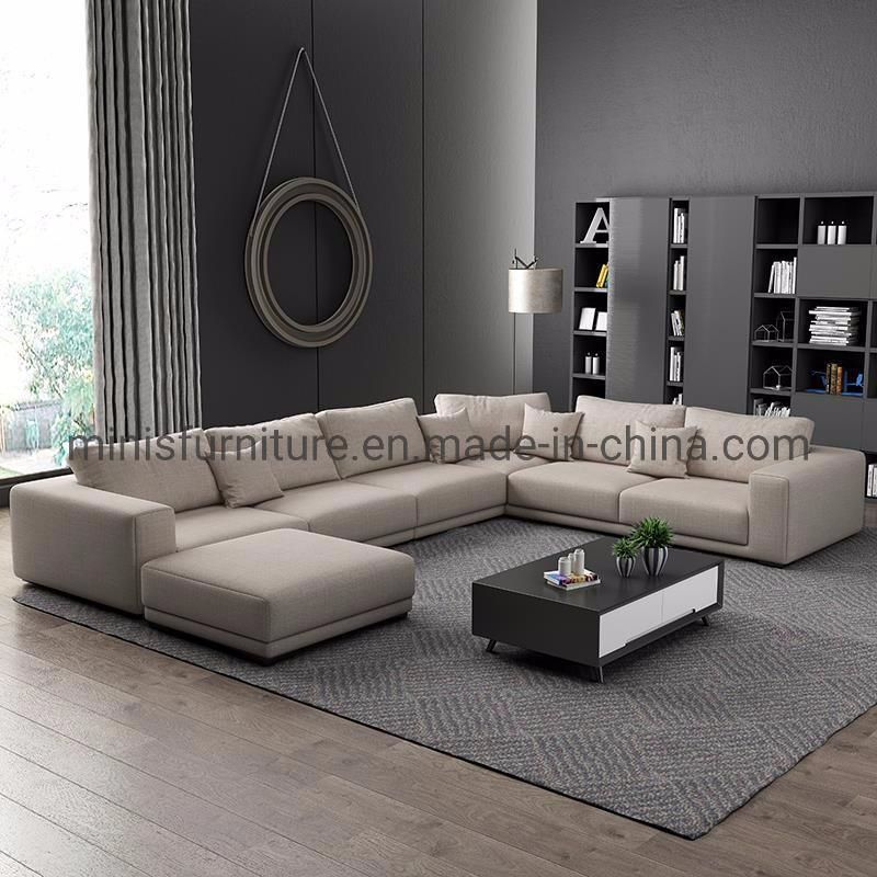 (MN-SF97) Home Living Room Simple U-Shaped Fabric Sofa