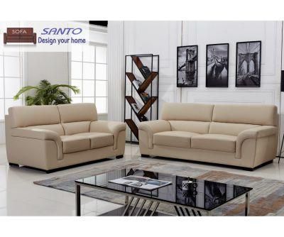 European Leather Sofa Good Quality Beige Color
