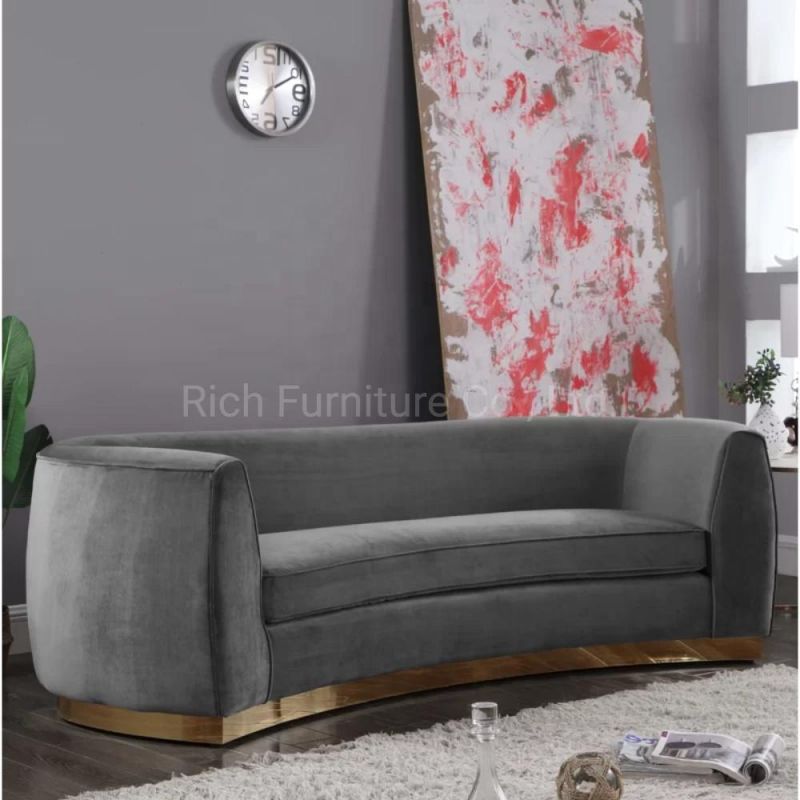 European Style Luxury Classic Lounge Blue Velvet Sofa for Bedroom Relaxing