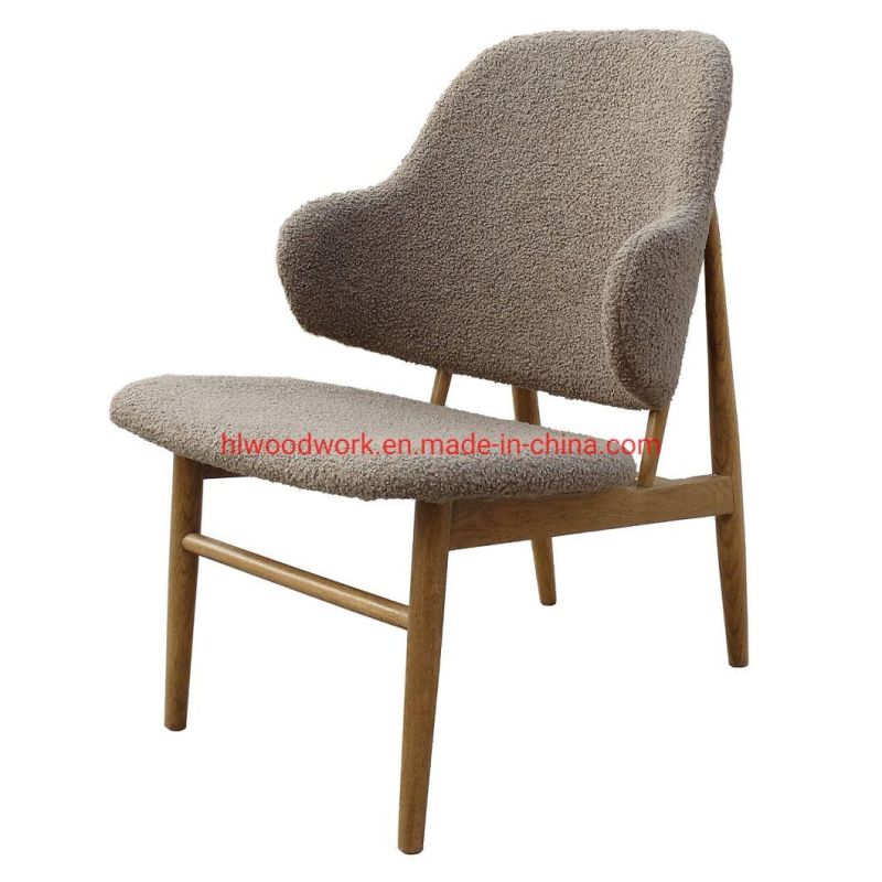 Oak Wood Frame Brown Color Magnate Chair Brown Teddy Velvet Dining Chair Wooden Chair Lounge Sofa Coffee Shope Arm Chair Living Room Sofa