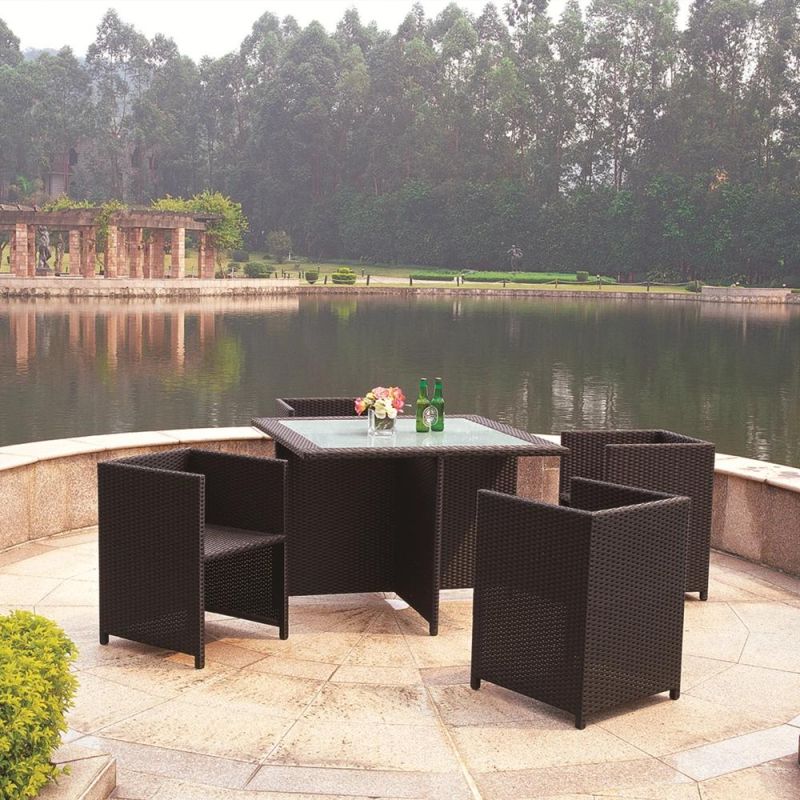 Furniture Manufacturer Cheap 8 PCS Outdoor Patio Garden Black Rattan Wicker Sofa with Coffee Table Bistro Set