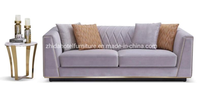 Luxury Living Room Leather Fabric Sofa for Modern Hotel Lobby