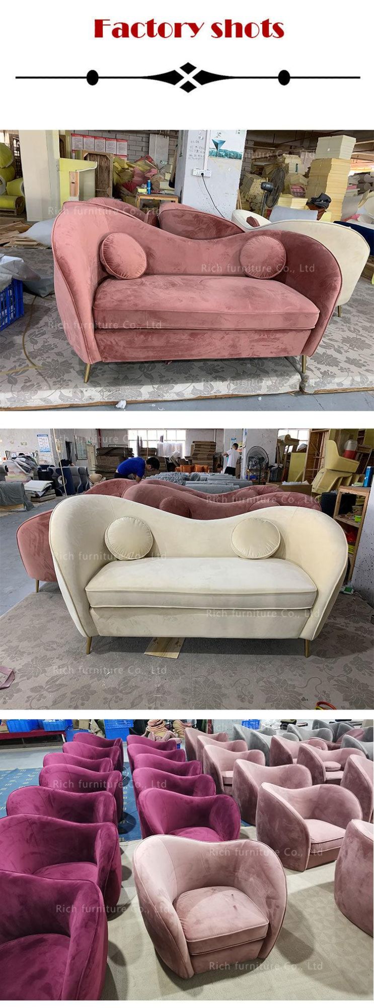 Curve Back Upholstered Couch Pink Velvet Loveseat Sofa