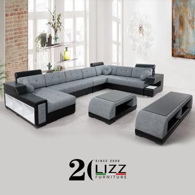 European Modern Style Home Furniture Leisure U Shape Fabric Sofa