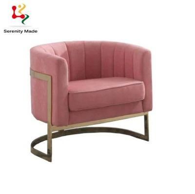 Luxury Hotel Lounge Furniture Velvet Upholstered Channel Tufted Back Dining Sofa with Matel Legs