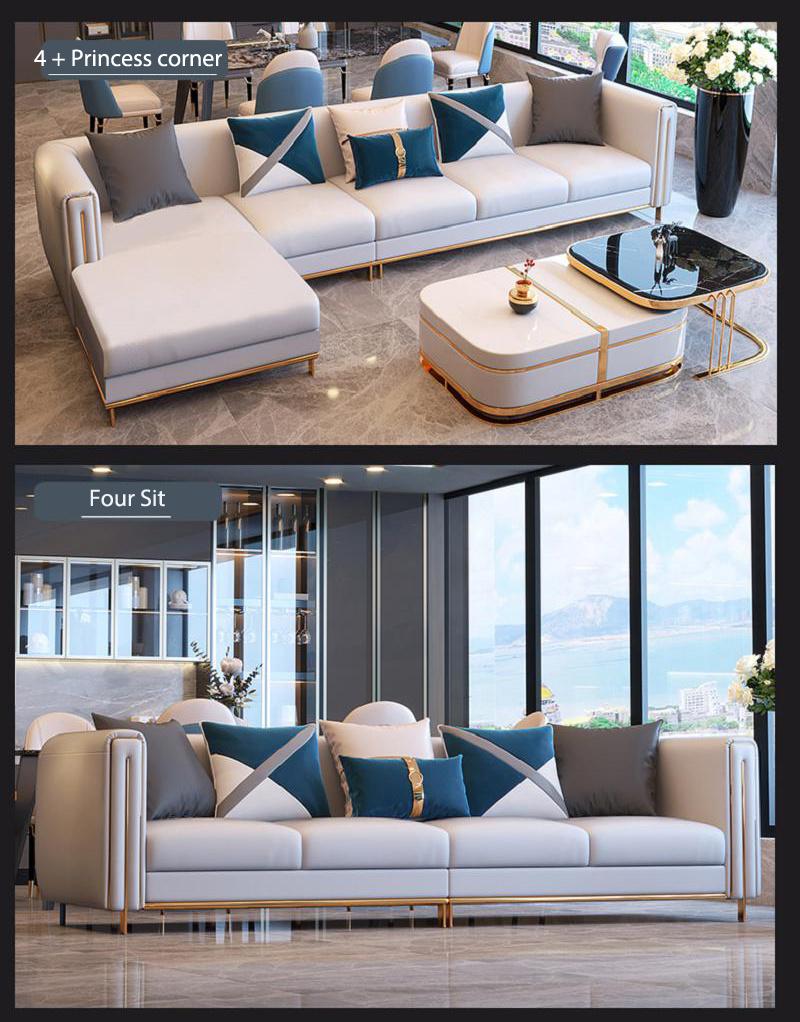 Modern Style Sectional Sofa Stainless Steel Frame Foshan Factory